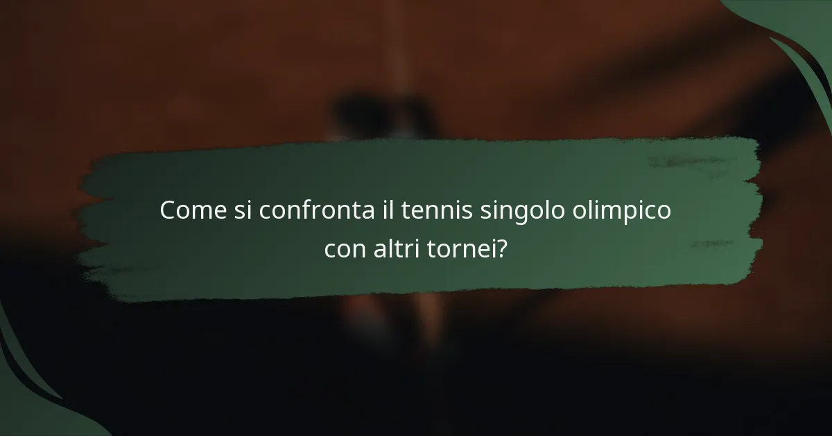 Come si confronta il tennis singolo olimpico con altri tornei?