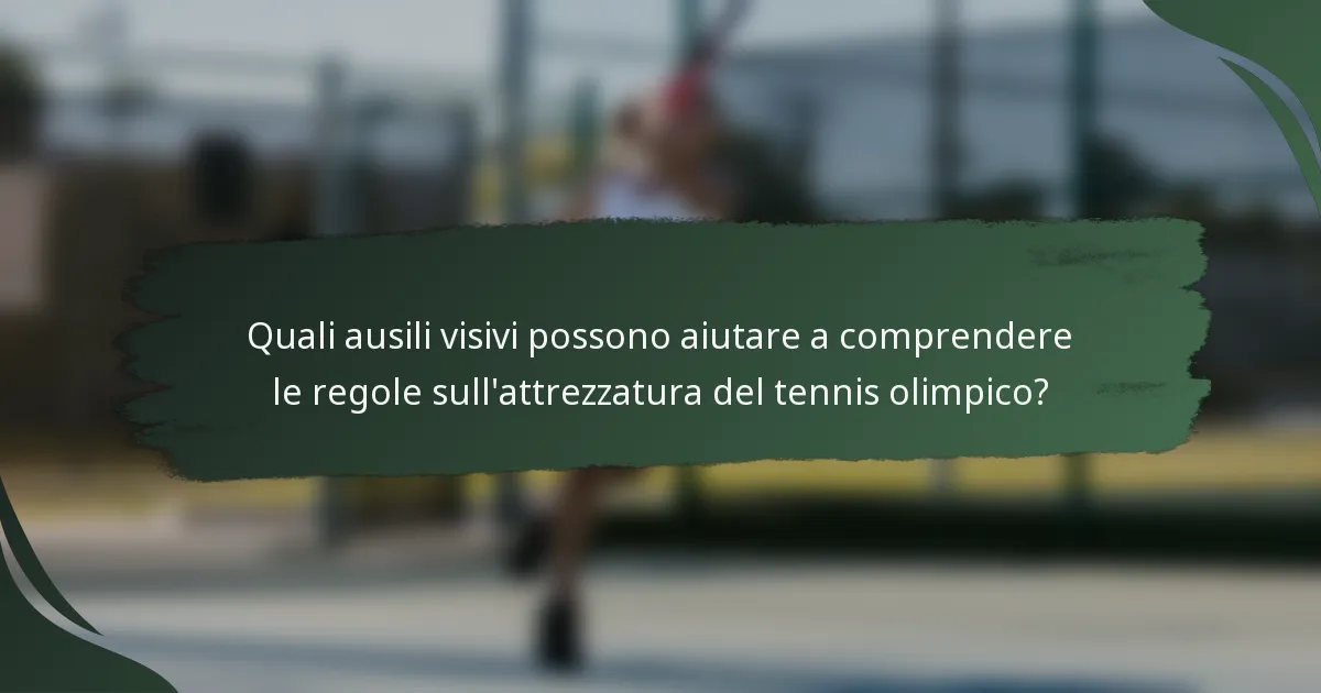 Quali ausili visivi possono aiutare a comprendere le regole sull'attrezzatura del tennis olimpico?