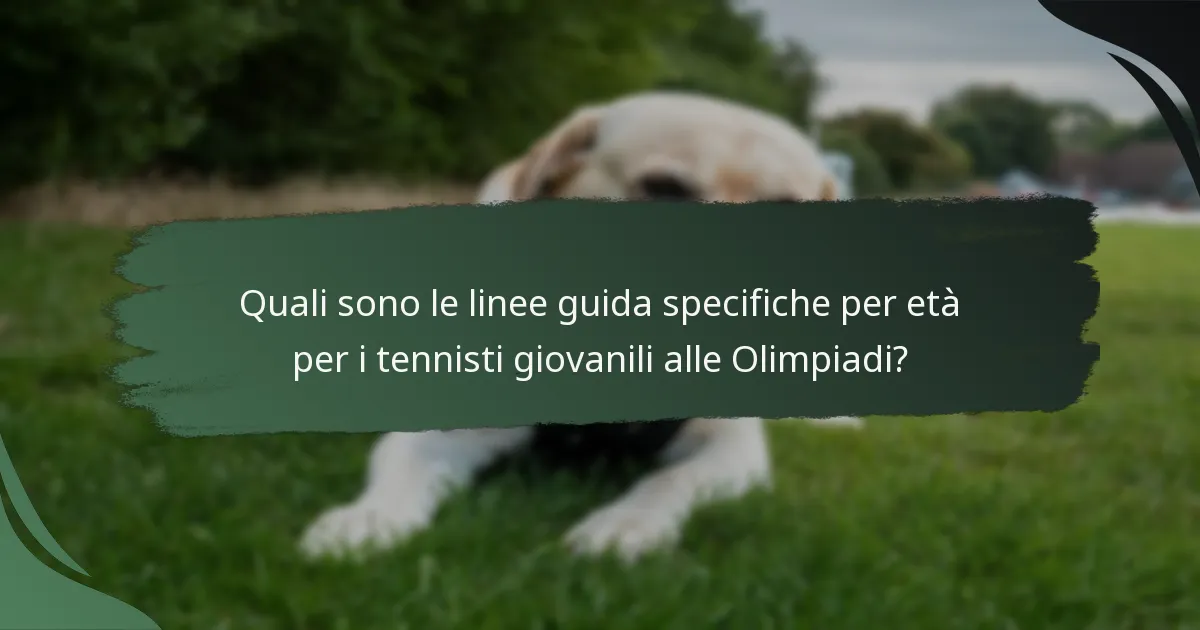 Quali sono le linee guida specifiche per età per i tennisti giovanili alle Olimpiadi?